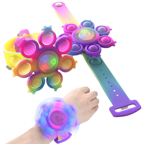 Spinning Light Up Pop Fidget Bracelet - Praktical ToysSpinning Light Up Pop Fidget Bracelet